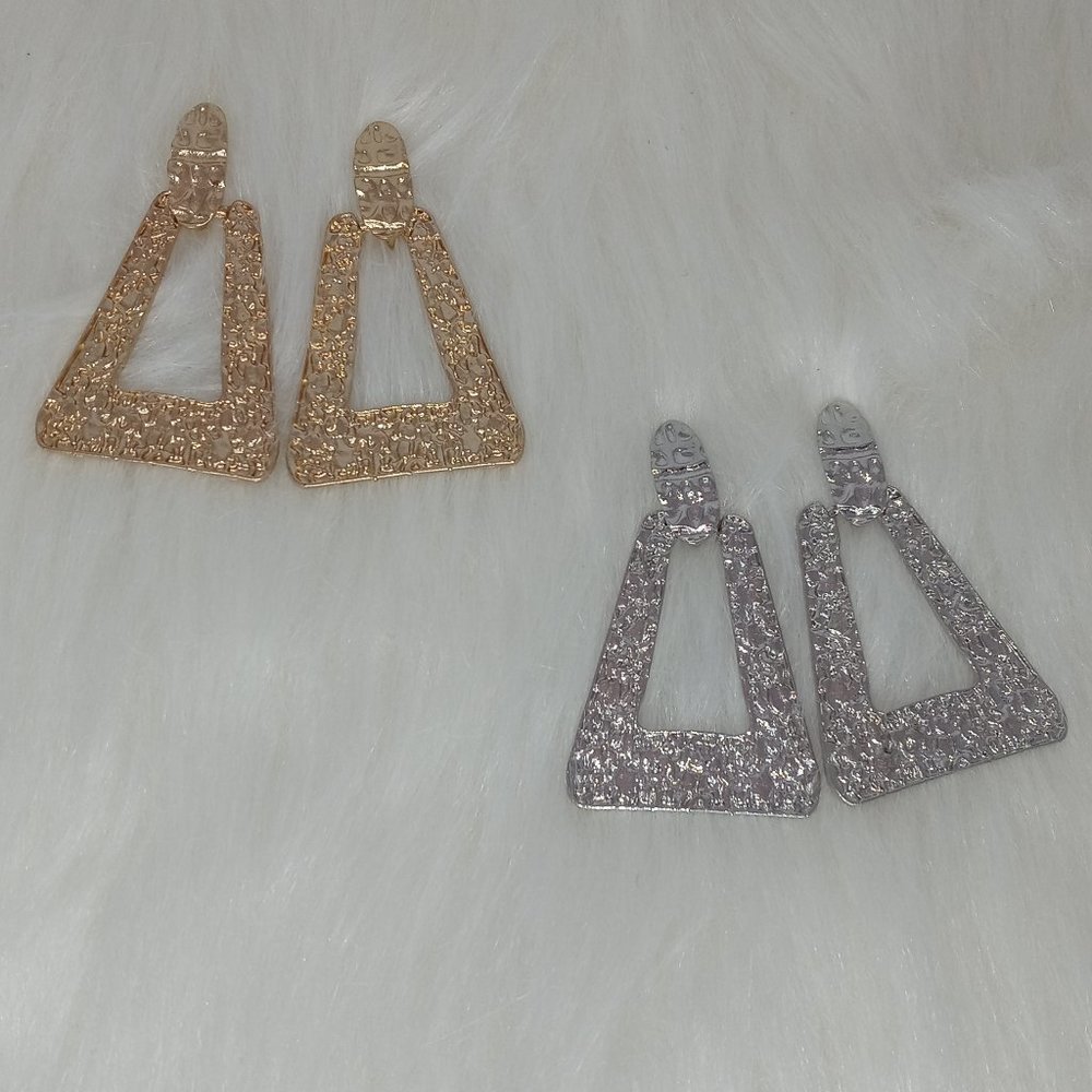 Gold & Silver Triangle Earrings Set